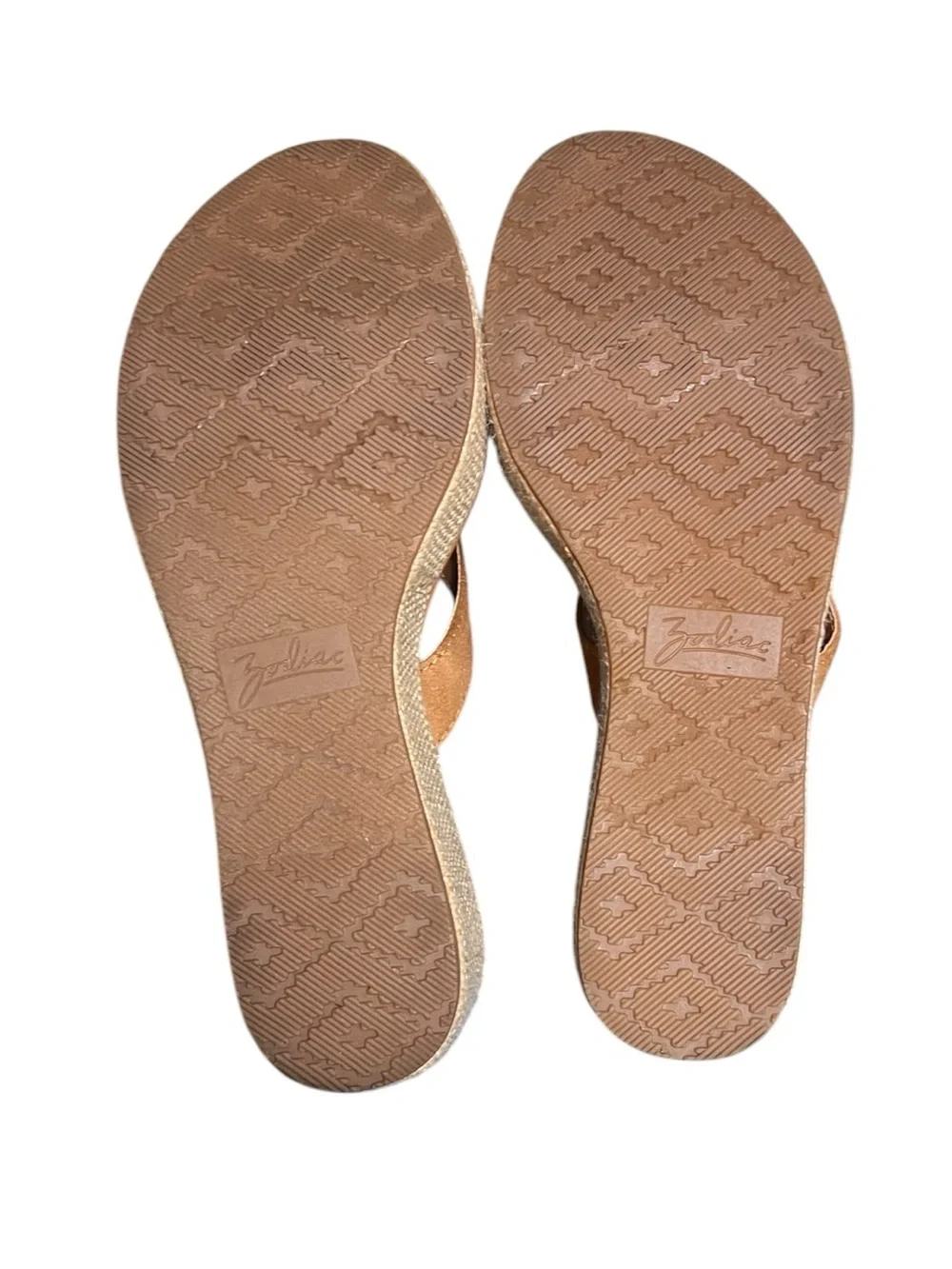 🌻EUC Zodiac Rio Thong Platform Wedge Sandals Chestnut Brown Raffia Espadrille 8